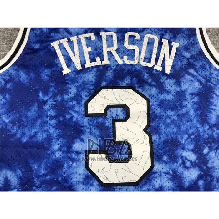 Camiseta Philadelphia 76ers Allen Iverson NO 3 Galaxy Azul